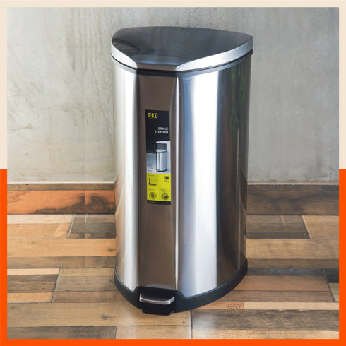 Bathla Silver Stainless Steel Step Bin For Home(35 Ltrs)